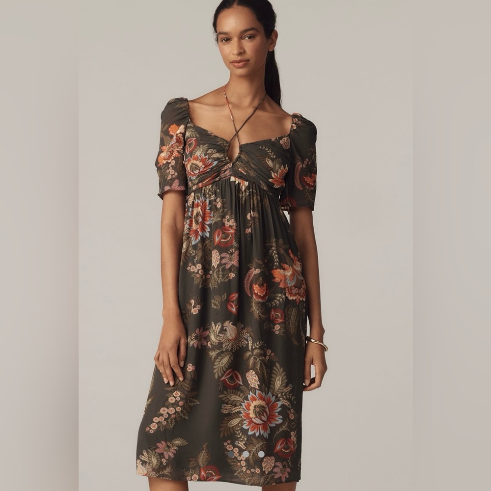 FARM Rio x Anthropologie Long Sleeve Halter Midi Dress